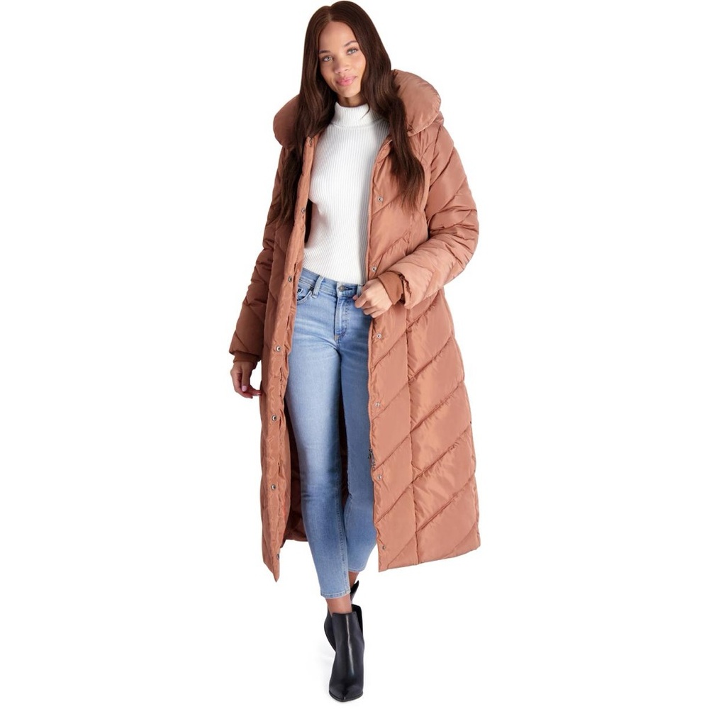 Steve Madden Brown Long Puffer Jacket sz XS